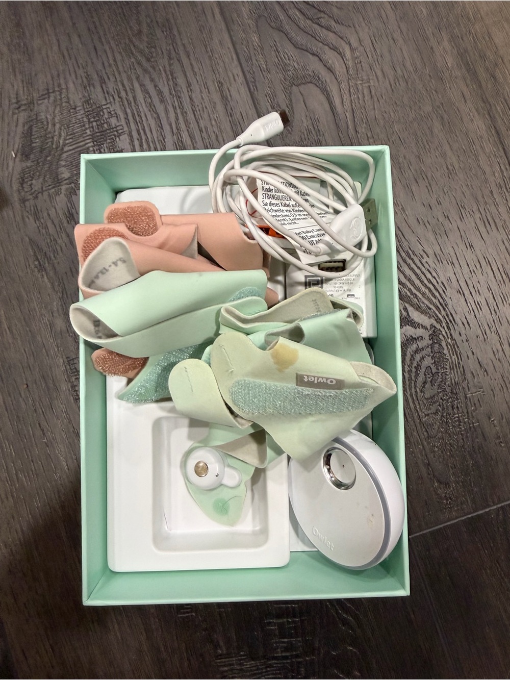 Owlet Mint Green Baby Monitor Sensor and Charging Base